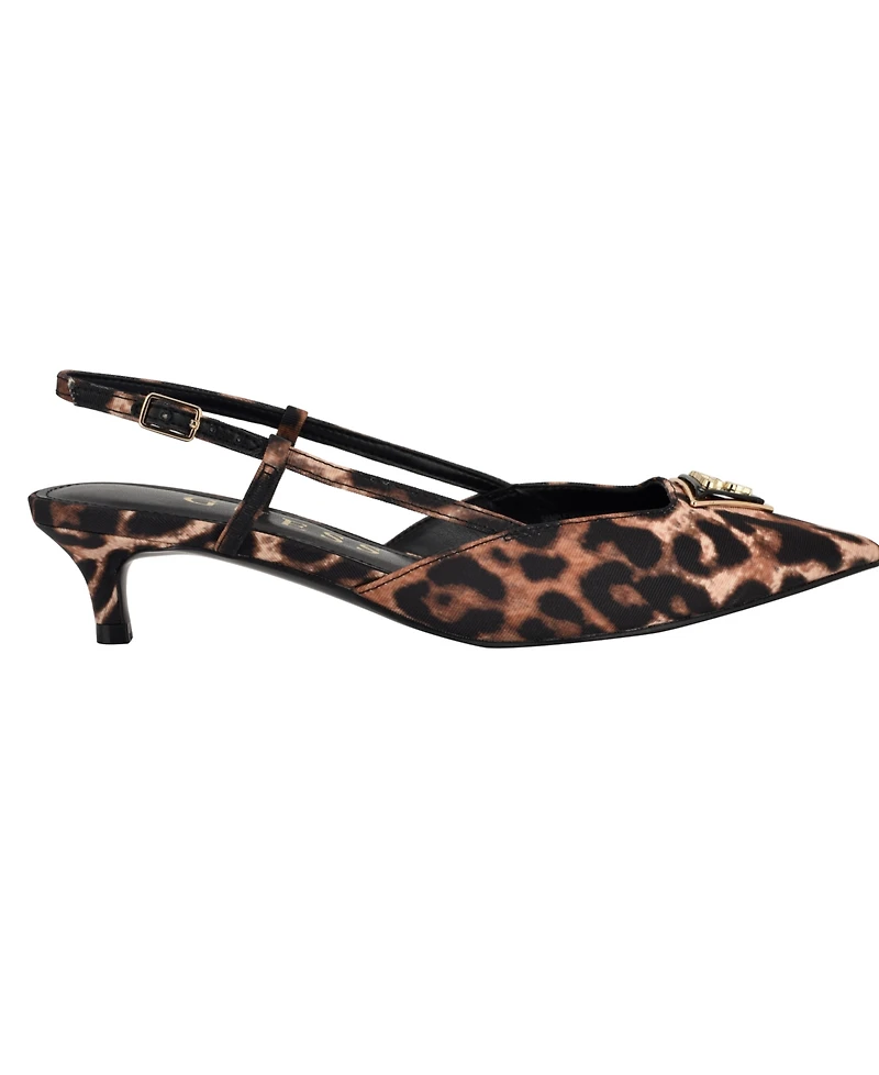 Guess Women's Jesson Logo Slingback Kitten Heel Pumps