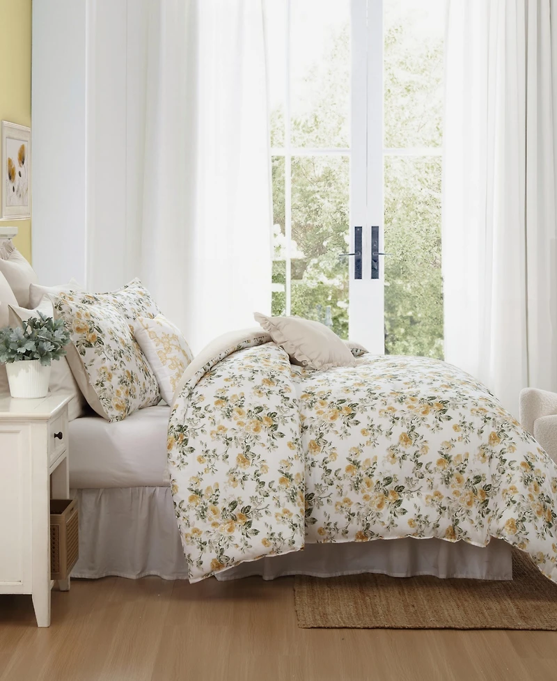 Laura Ashley Roses Reversible -Pc. Comforter Set