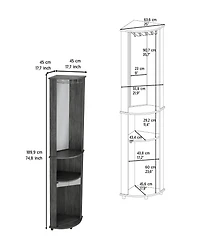 Nashville Corner Bar Cabinet Unit with Wine Glass Rack and Lower Cabinet