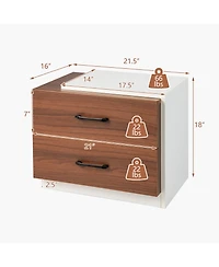Gymax 2PCS Nightstand Bedside Side End Table w/ 2 Drawers for Bedroom Living Room