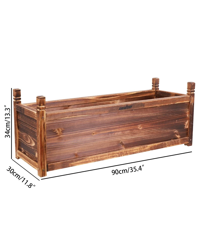 Unho Wood Planter Box Outdoor Garden Rectangular Planter Flowers Box Raised Bed
