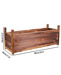 Unho Wood Planter Box Outdoor Garden Rectangular Planter Flowers Box Raised Bed