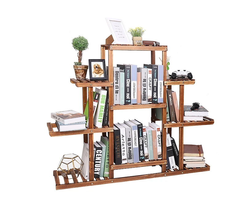 Unho 6 Tier Wood Garden Plant Rack Storage Flower Pot Stand for Indoor and Outdoor