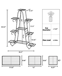 Unho 9 Tier Metal Garden Plant Stand Flower Pots Display Rack Holder for Plants Black