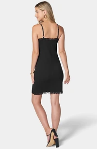 Bebe Women's Rib Midi Dress With Lace Trim