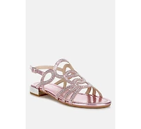 Jisters Cut Out Detail Rhinestone Flat Sandals