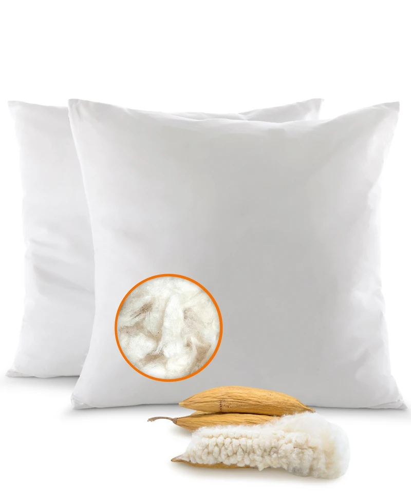 Cheer Collection Natural Kapok 2-Pack Pillow Inserts, 26" x 26"
