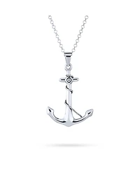 Bling Jewelry Nautical Tropical Vacation Sailor Ship Boat Rope Anchor Pendant Necklace .925 Sterling Silver 1.5 Inch