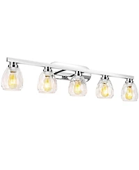 gaomon 5 Light Bathroom Light Fixtures Chrome with Hammered Glass Shade, Vanity Lighting Fixtures Over Mirror Wall Mount E26 Socket for Hallway Kitche