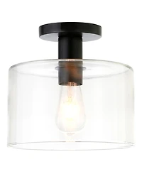 Hudson & Canal 10" Metal Henri Wide Flush Mount