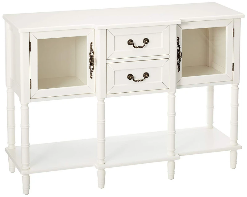 Kings Brand Furniture Modern Sideboard Buffet Cabinet, Console Sofa Table with Glass Doors, Storage Drawers & Shelves for Kitchen, Dining Living Room