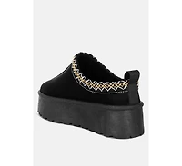 Struter Embroidered Platform Fur Classic Slip-On