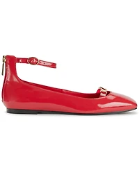 Karl Lagerfeld Paris Women's Zyvia Logo Ankle Strap Flats