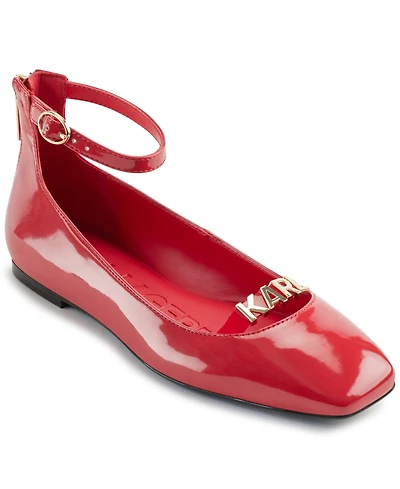 Karl Lagerfeld Paris Women's Zyvia Logo Ankle Strap Flats