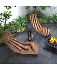 Pcs Outdoor Acacia Wood Rocking Chair with Widened Slatted Seat and High Back