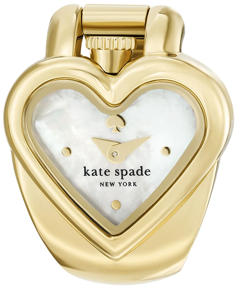 Kate Spade New York Women's Monroe Heart Three-Hand Gold-Tone Stainless Steel Ring Watch, 22mm