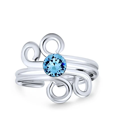 Bling Jewelry Aqua Blue Spiral Cartilage Ear Cuff Wrap Earring .925 Sterling Silver