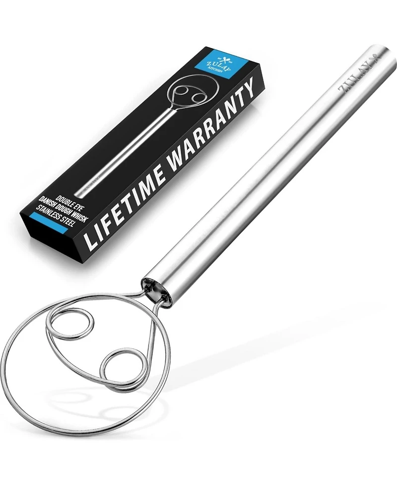 Zulay Kitchen Stainless Steel Danish Whisk for Cooking with Dough Hook