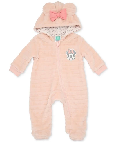 Disney Baby Girls Minnie Mouse Faux-Fur Footed Pram Coverall