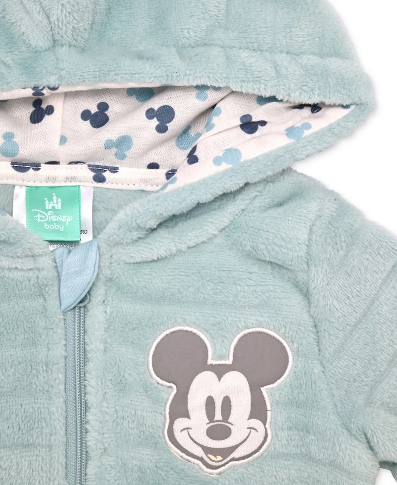 Disney Baby Boys Mickey Mouse Faux-Fur Footed Pram Coverall