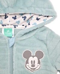 Disney Baby Boys Mickey Mouse Faux-Fur Footed Pram Coverall