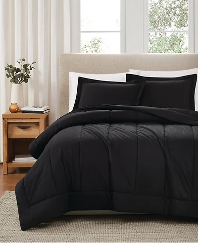 Brooklyn Loom Solid Cotton Percale 3-Pc. Comforter Set