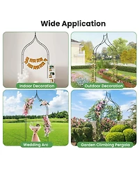 1 Pcs Garden Arbor with Multiple Side Crossbars Powder-coated Metal Tubes