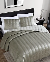 Closeout! Vera Wang Linear Stitch Velvet 3-Pc. Quilt Set, King