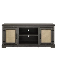 Streamdale Furniture Farmhouse Rattan Tv Console with Storage and Doors (65")