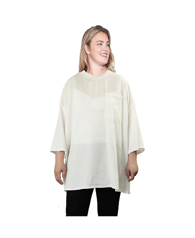 Plus Size Drop Shoulder Crew Neck Tops