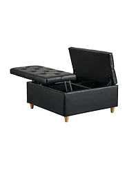 Gaomon Ottoman Coffee Table with Lift Top,Faux Leather Fabric Tufted Upholstered Ottoman with Storage, Large Square Storage Ottoman Bench for Bedroom,