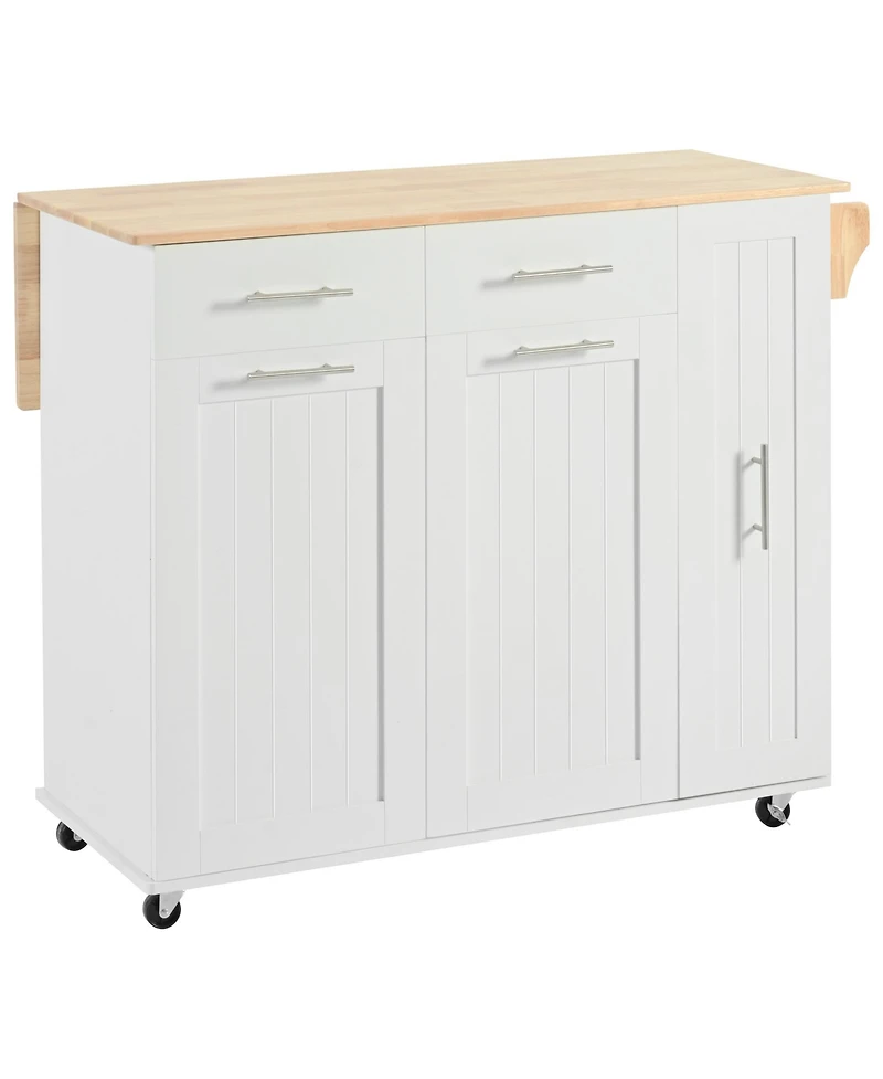 Streamdale Rolling Kitchen Island Cart with Storage Cabinet & Towel Rack