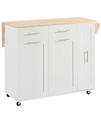 Streamdale Rolling Kitchen Island Cart with Storage Cabinet & Towel Rack