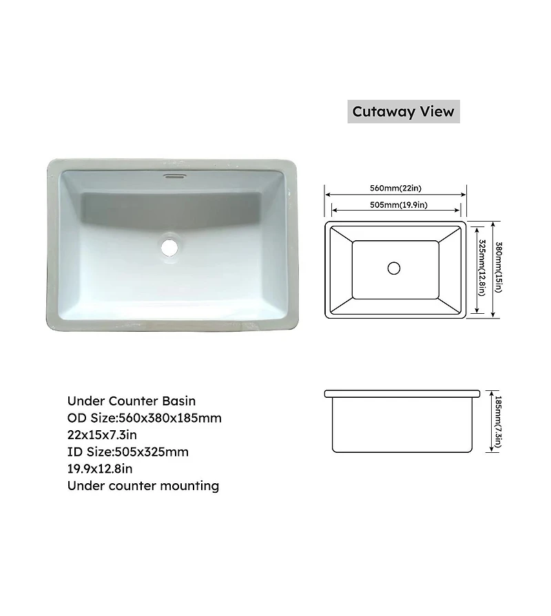 Simplie Fun Inch Marble Vanity Top, Bathroom Vanity Top with Undermount Rectangular Middle Sink and 4" Height Backsplash