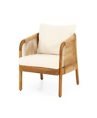 Streamdale Acacia Wood Patio Set with Soft Cushions and Coffee Table