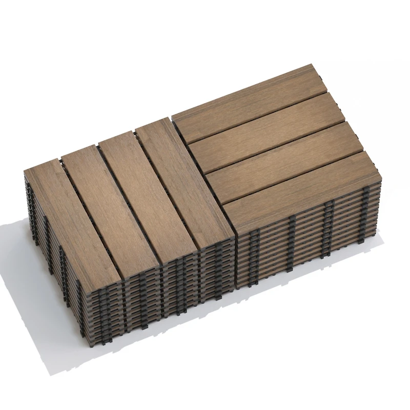 Streamdale Wpc Patio Deck Tiles, 11-Pack, Interlocking, Oak