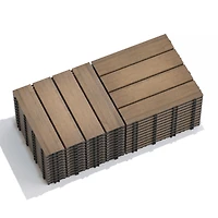 Streamdale Wpc Patio Deck Tiles, 11-Pack, Interlocking, Oak