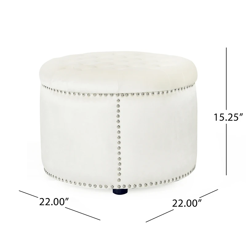 Streamdale Luxurious Velvet Ottoman with Studded Rim for Comfort and Style