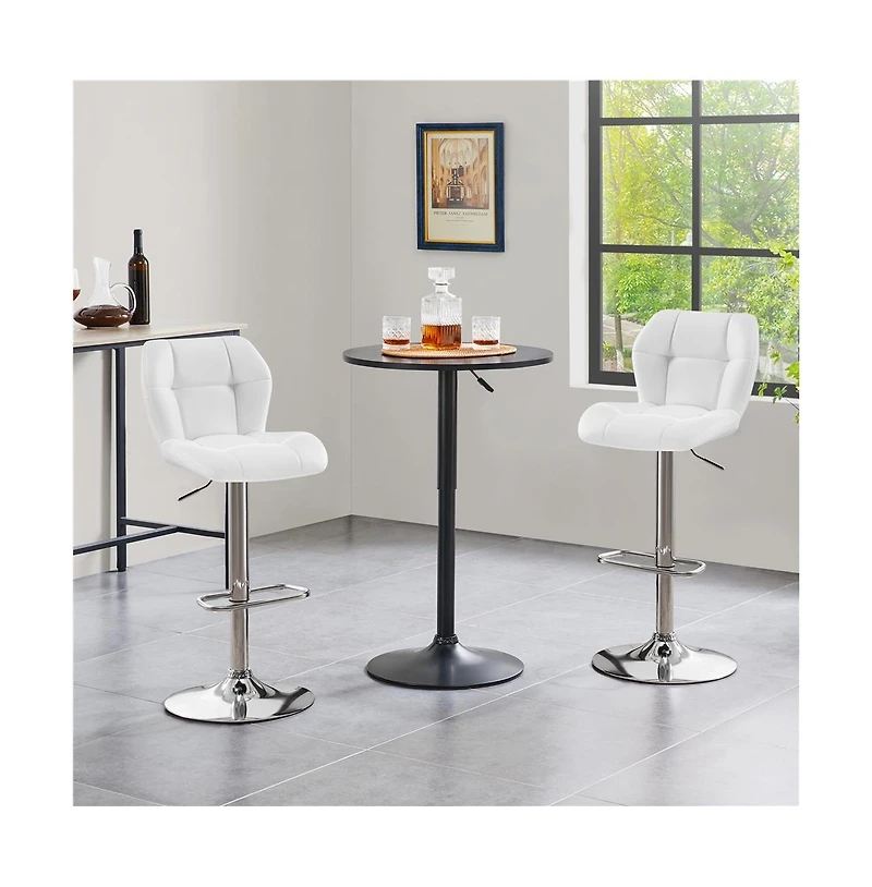 Yaheetech Adjustable Pub Round Table with 360° Swivel Tabletop