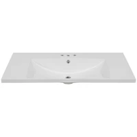 36" Single Bathroom Vanity Top with White Basin, 3-Faucet Holes, Ceramic, White