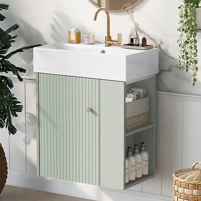 Streamdale Furniture Streamdale 21" Modern Floating Vanity with Ceramic Basin