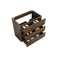 Streamdale Walnut Floor Cabinet with 3 Drawers, Pre-Assembled