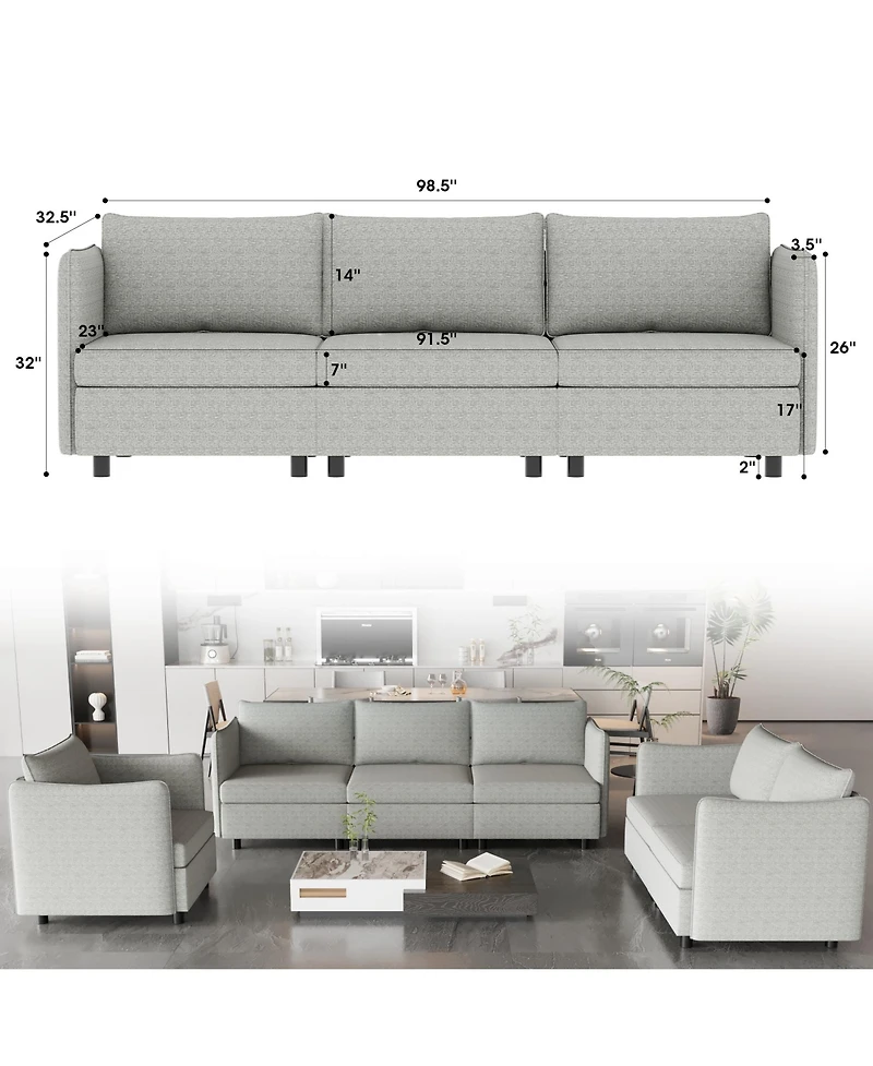 Streamdale Furniture Modular Sectional Sofa, Convertible Sofa Seat With Storage, Sets Including Three seater Sofa & Couches, Loveseat and Single Chair