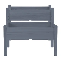 34"x34"x28" Raised Garden Bed, 2-Tier Elevated Wood Planter Box for Backyard, Patio to Grow Vegetables, Herbs, and Flowers, Gray