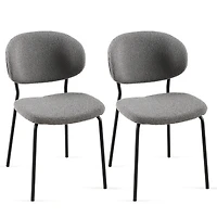 Streamdale Furniture Grey Boucle Fabric Dining Chairs Set of 2,Dining Chairs with Metal Legs for Dining Room, Kitchen, Living Room