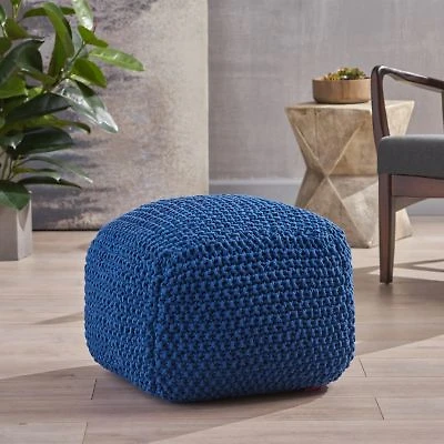 Simplie Fun Pim Knitted Cotton Pouf Cube 20.5 X 20.5 X 16.5 Pouf.