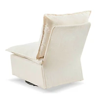 Streamdale Furniture Detachable Off White Chenille Single 360 Swivel Rocking Rocker,360 Swivel Sofa Chair & Single Sofa Lounge, Comfortable Seating fo