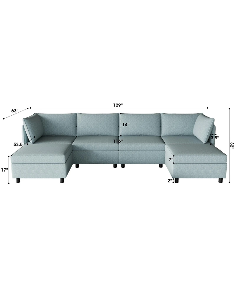 Streamdale Furniture Modular Sectional Sofa, Convertible Sofa Seat With Storage, Sleeper Sectional Sofa Set