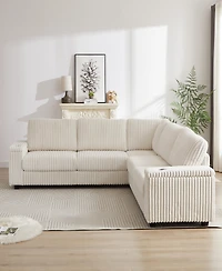 Streamdale Oversized Corduroy Corner Sofa with Storage and Amenities