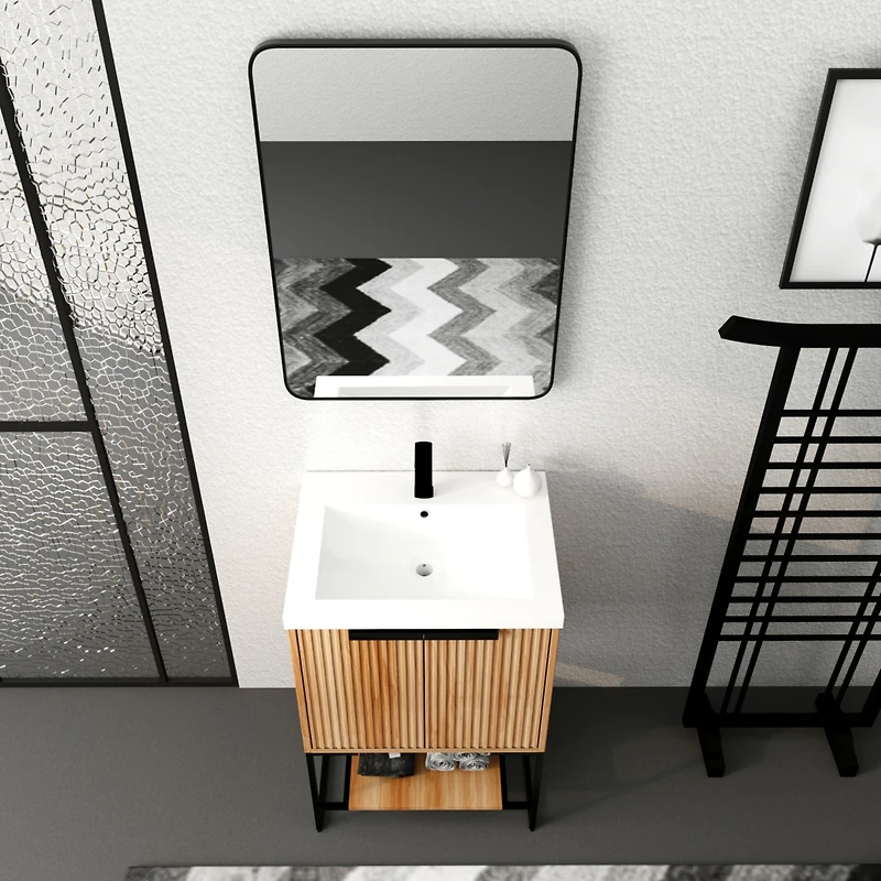 24 Inch Freestanding Bathroom Vanity With Resin Basin